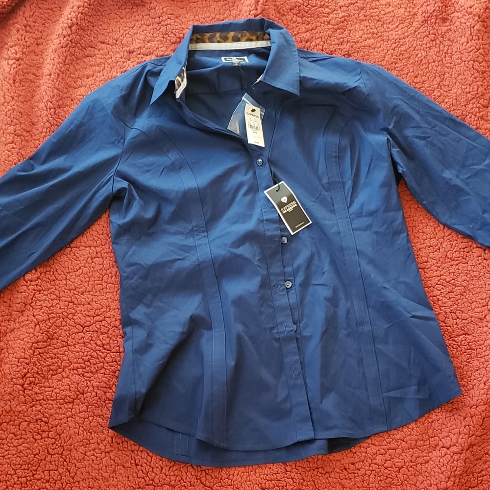 Blue Express Button Up Blouse